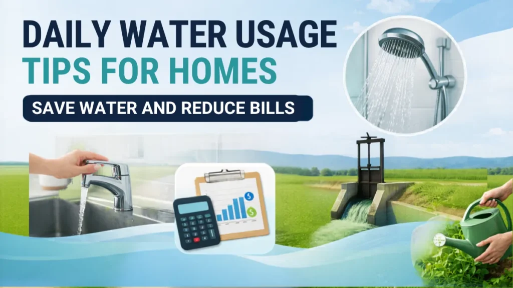 Daily water usage tips for homes to save water and reduce bills.